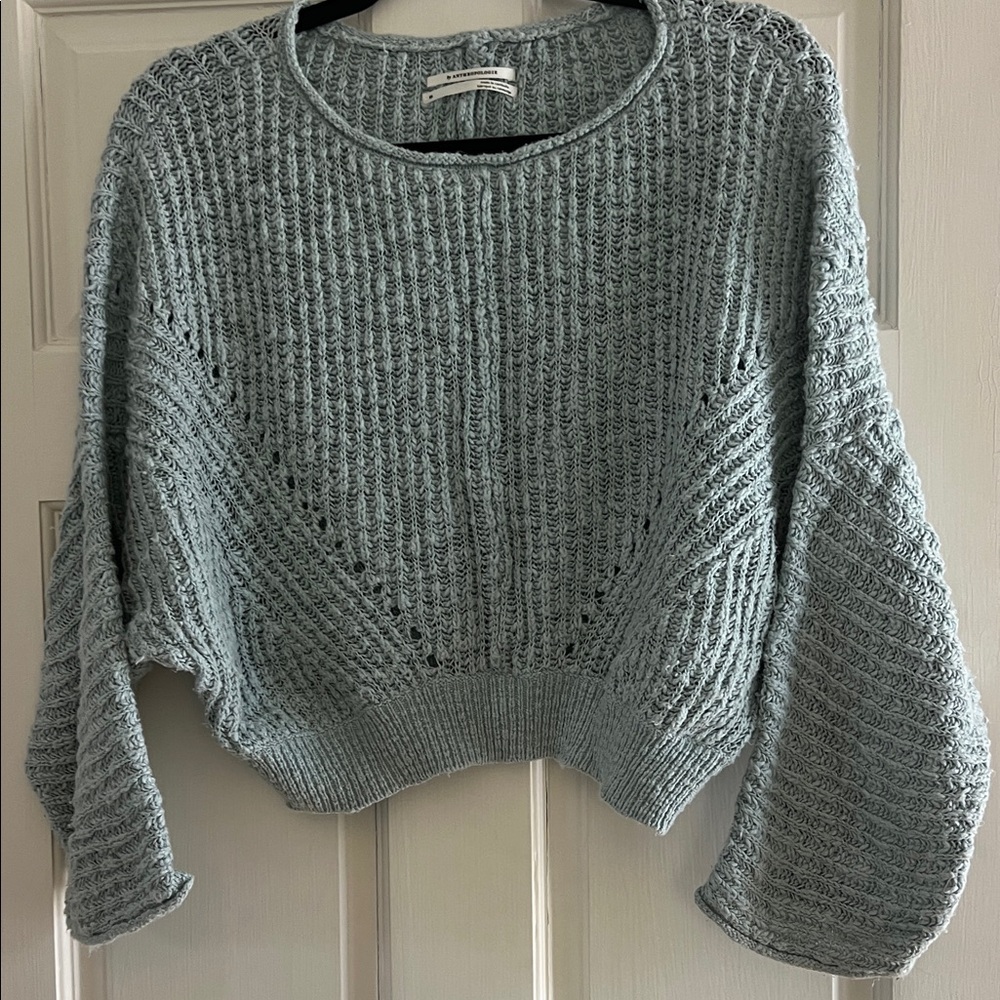 Anthropologie Textured Knit Sweater - Light blue/sea foam
